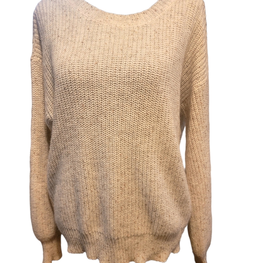 Vernacular Open Back Shaker Knit Sweater Size Medium Wool Blend
